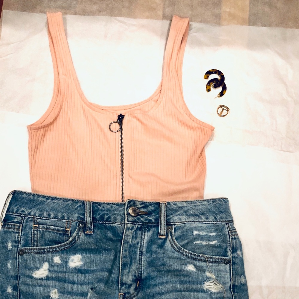 Hollister front zip tank top
